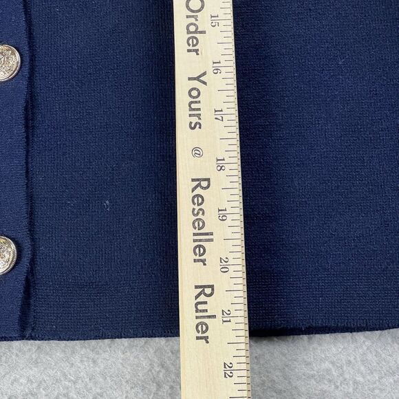 Loft Ruffle Neck Sweater Womens XL Navy Button Up Cardigan Workwear Fall Casual - Picture 9 of 12